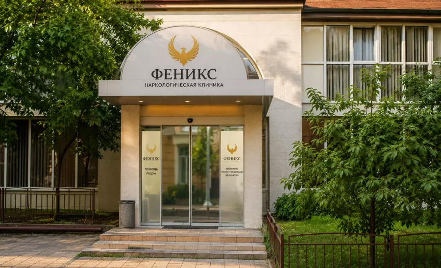 Вход в наркологическую клинику «Феникс» в Тихвине